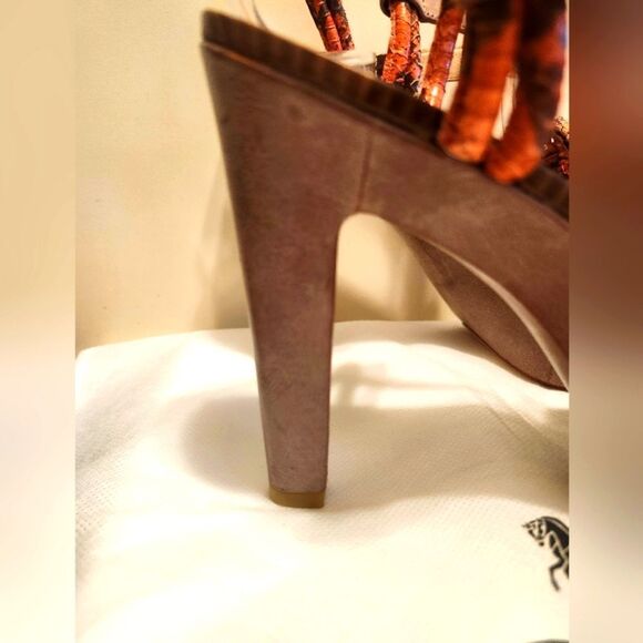 Brand New Coach "Simona" Orange/Tan Snake Waxy Leather Sandals Sz. 9 Ret $328 - Picture 7 of 9